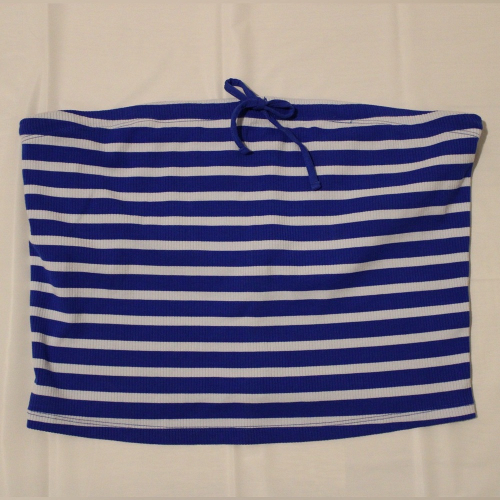 Aerie Blue and White Striped Crop Top